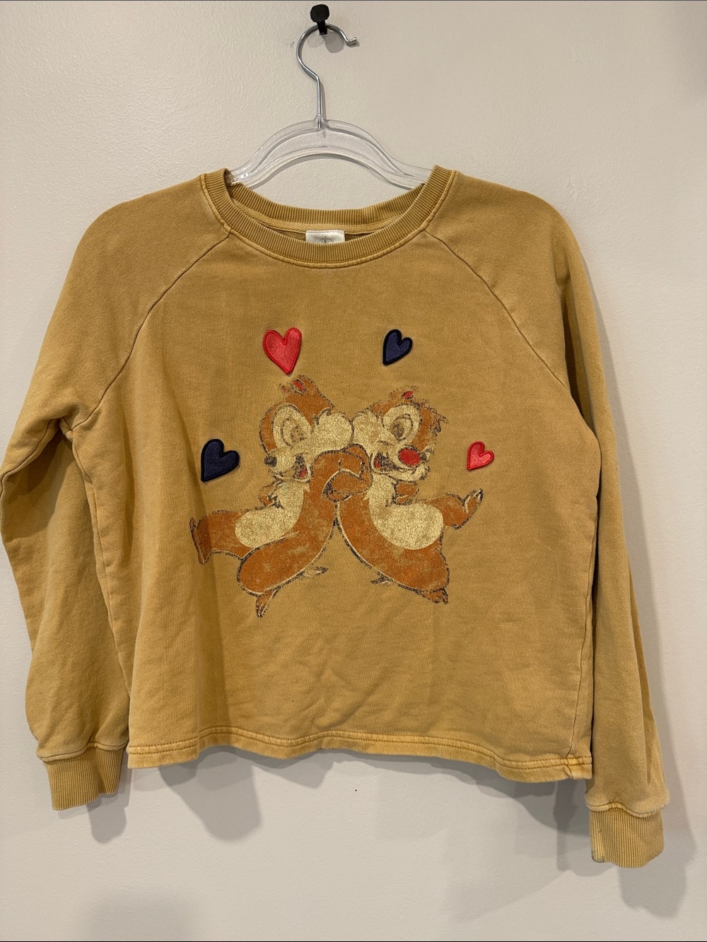 Disney Chip and Dale Vintage Style Cropped Golden Tan Crewneck Sweatshirt Parks